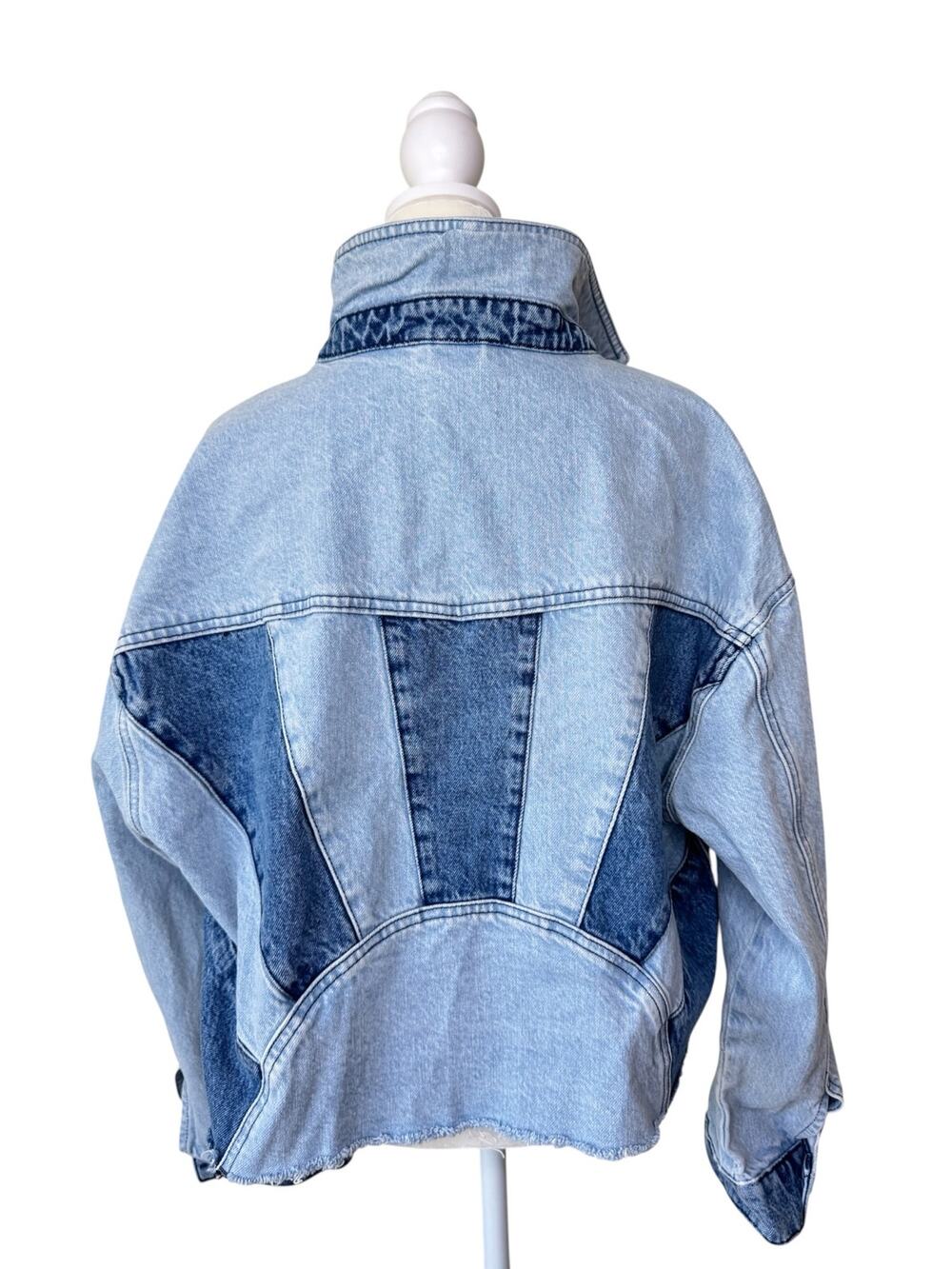MARINE LAYER "Endless Sunshine" Cropped Boxy Denim Jacket Style 18029 Blue Large